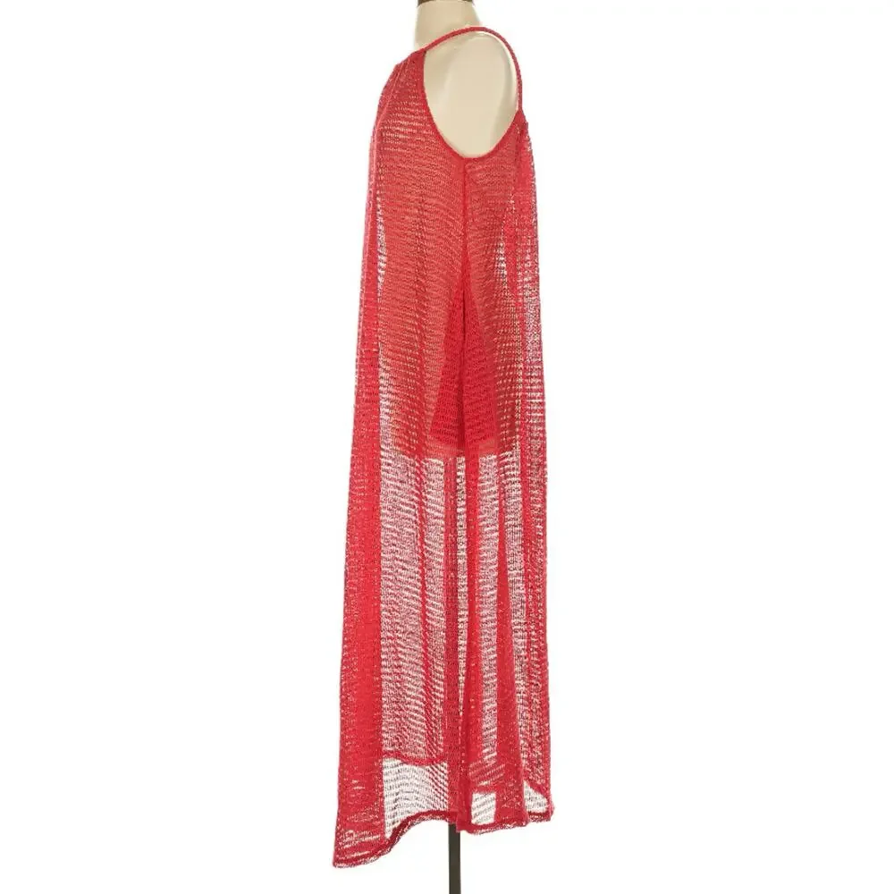 Haute Hippie Red Mesh Rope Strap Midi Cover Up Dress NWT S
